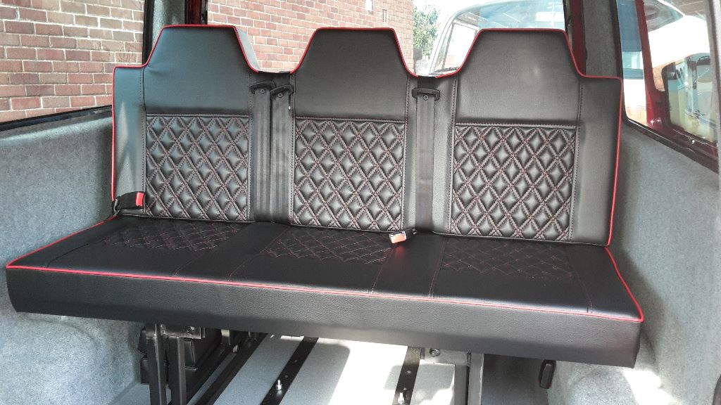 T4 Front and Rear Seats- Red and Black Leatherette – Vdub Trimshop
